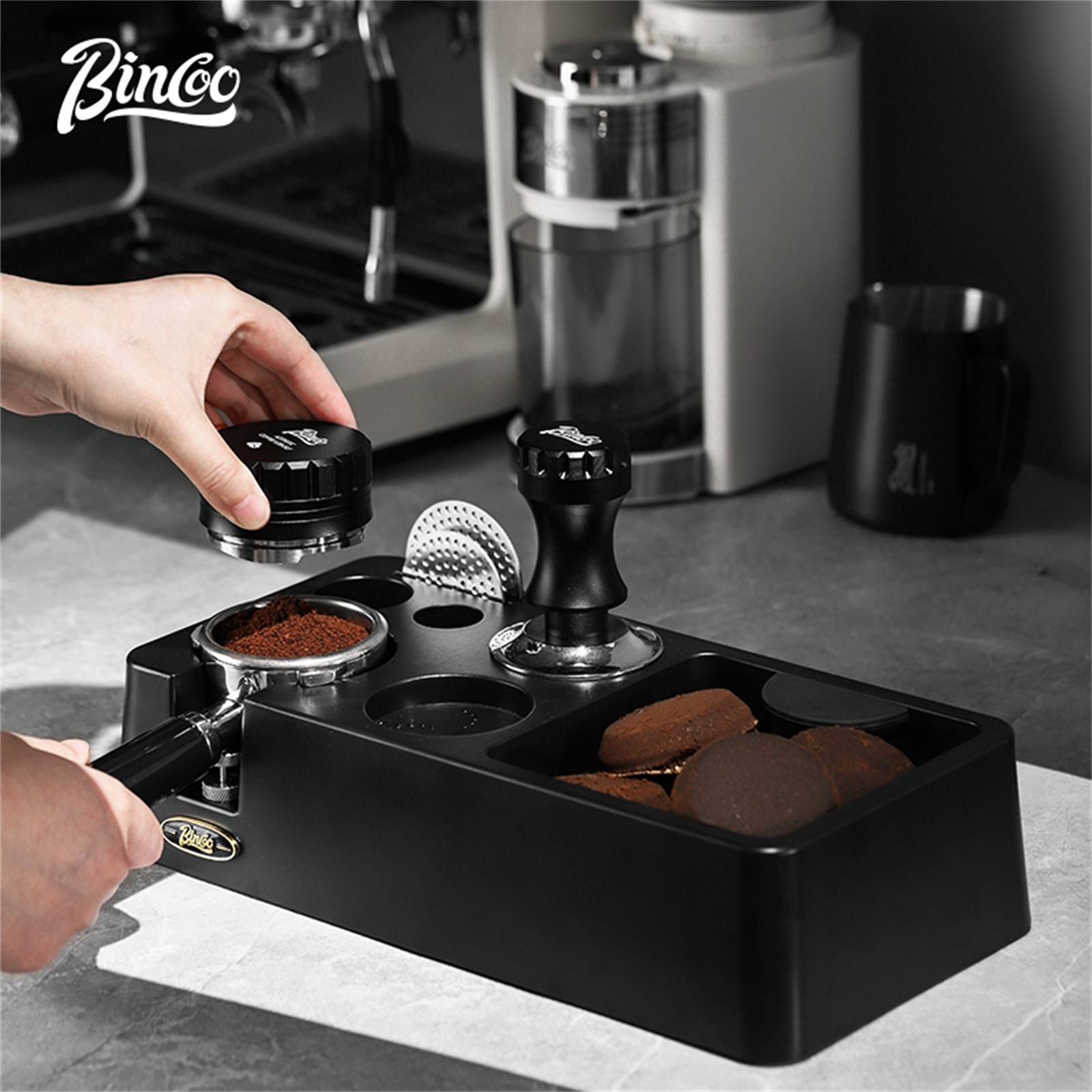 Espresso Tamper Set - Распределитель кофе Bincoo 51/58 мм, тканевый