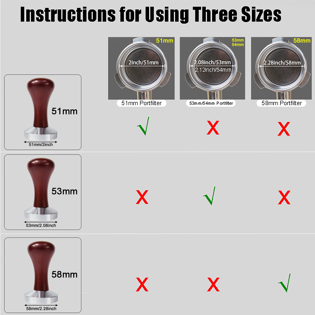 51 мм 53 мм 58 мм эспрессо там – обзор и цена Espresso Tamper Set